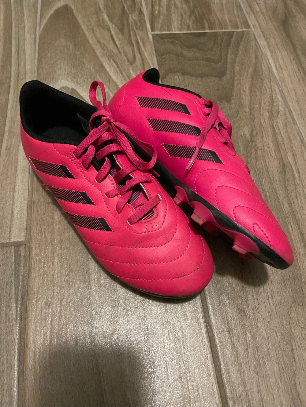 adidas Kids Hot Pink Sneakers with Black Stripes